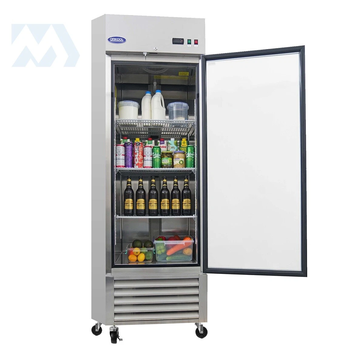 27" Commercial Display Refrigerator Swing Glass Door 23 Cu. ft Stainless Steel