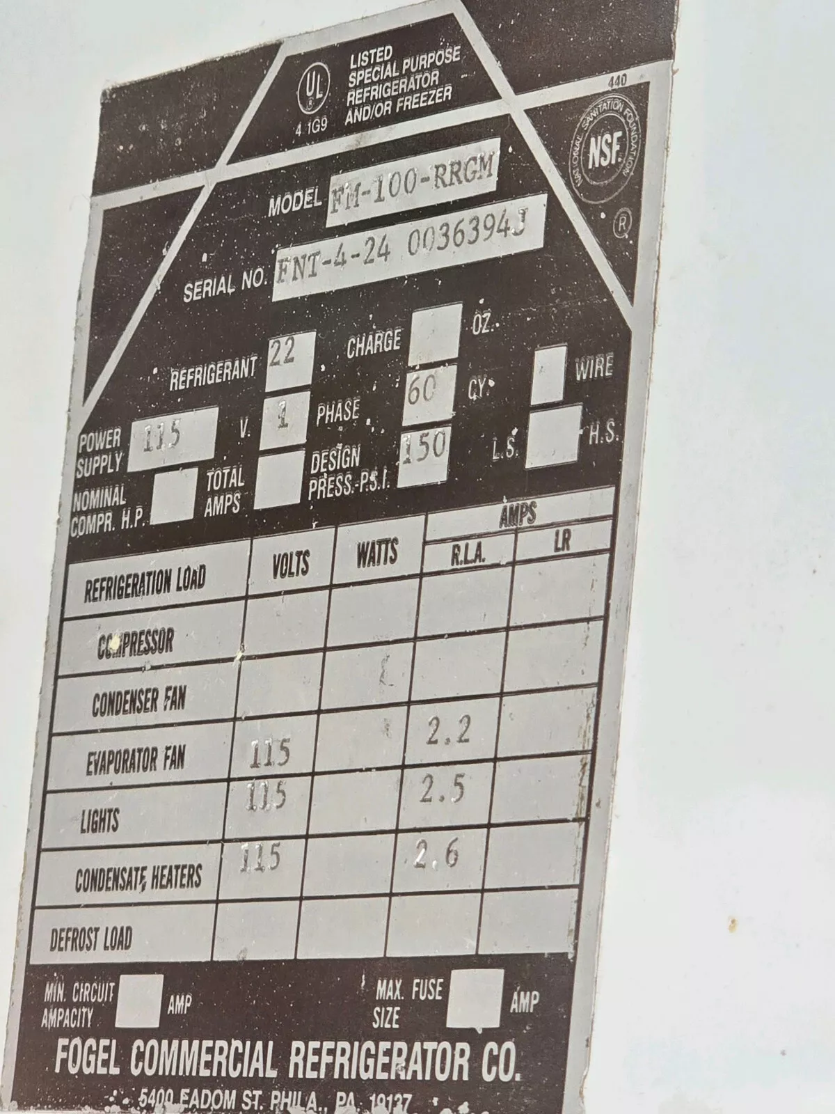 FOGEL VERTICAL 4 SECTION GLASS DOOR REFRIGERATOR FM-100-RRGM, 115V - Image 4