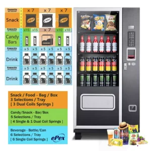 EPEX Compact Slim Combo Vending Machine with LED Glass & Refrigeration - G424 1-Year Warranty!!!