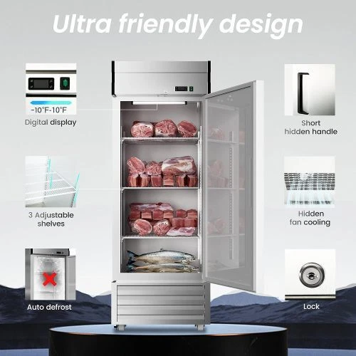 27"W Dynamic Cooling Commercial Freezer 23 Cu.Ft -10℉~10℉ Digital Thermostat LED - Image 4